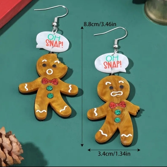 CHISTMAS/HOLIDAY OH SNAP GINGERBREAD MAN EARRINGS - Picture 5 of 5